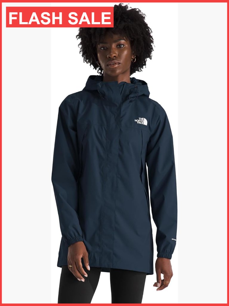 Women's Long Rain Parka Waterproof Breathable Adjustable Hood Zip Pockets